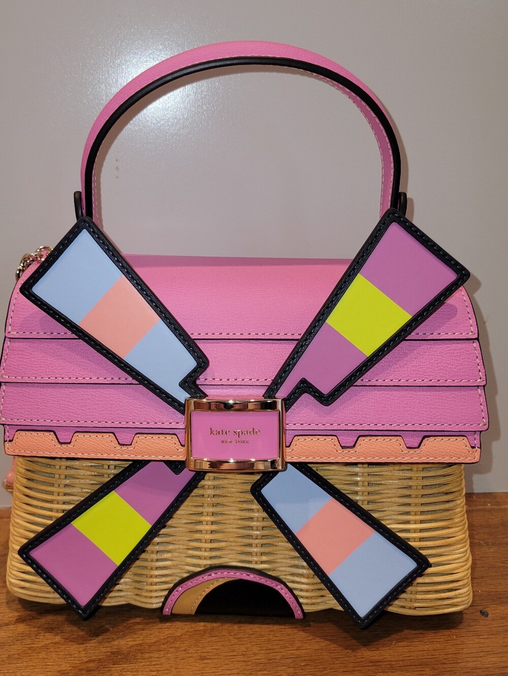 Kate Spade NY Tee Time Wicker Handbag NWT